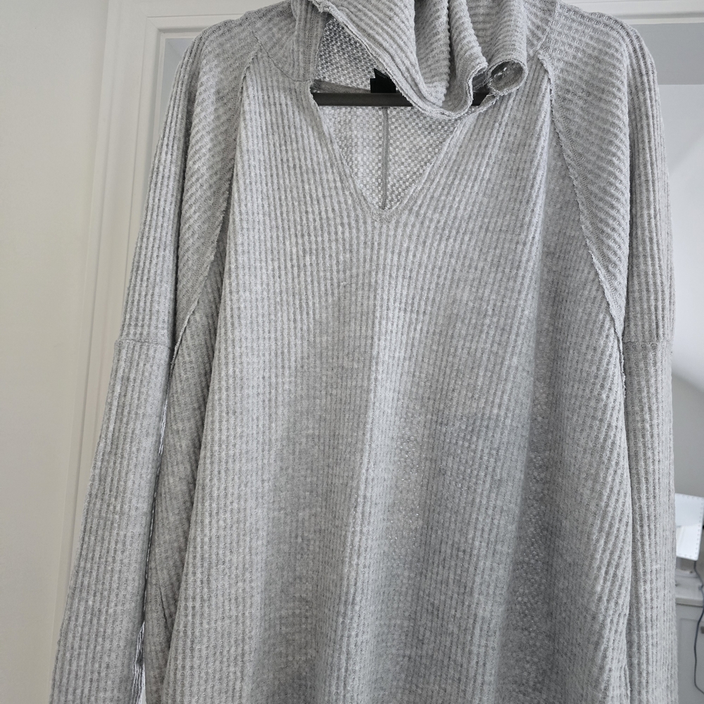 Gray Waffle Knit Womens Sweater